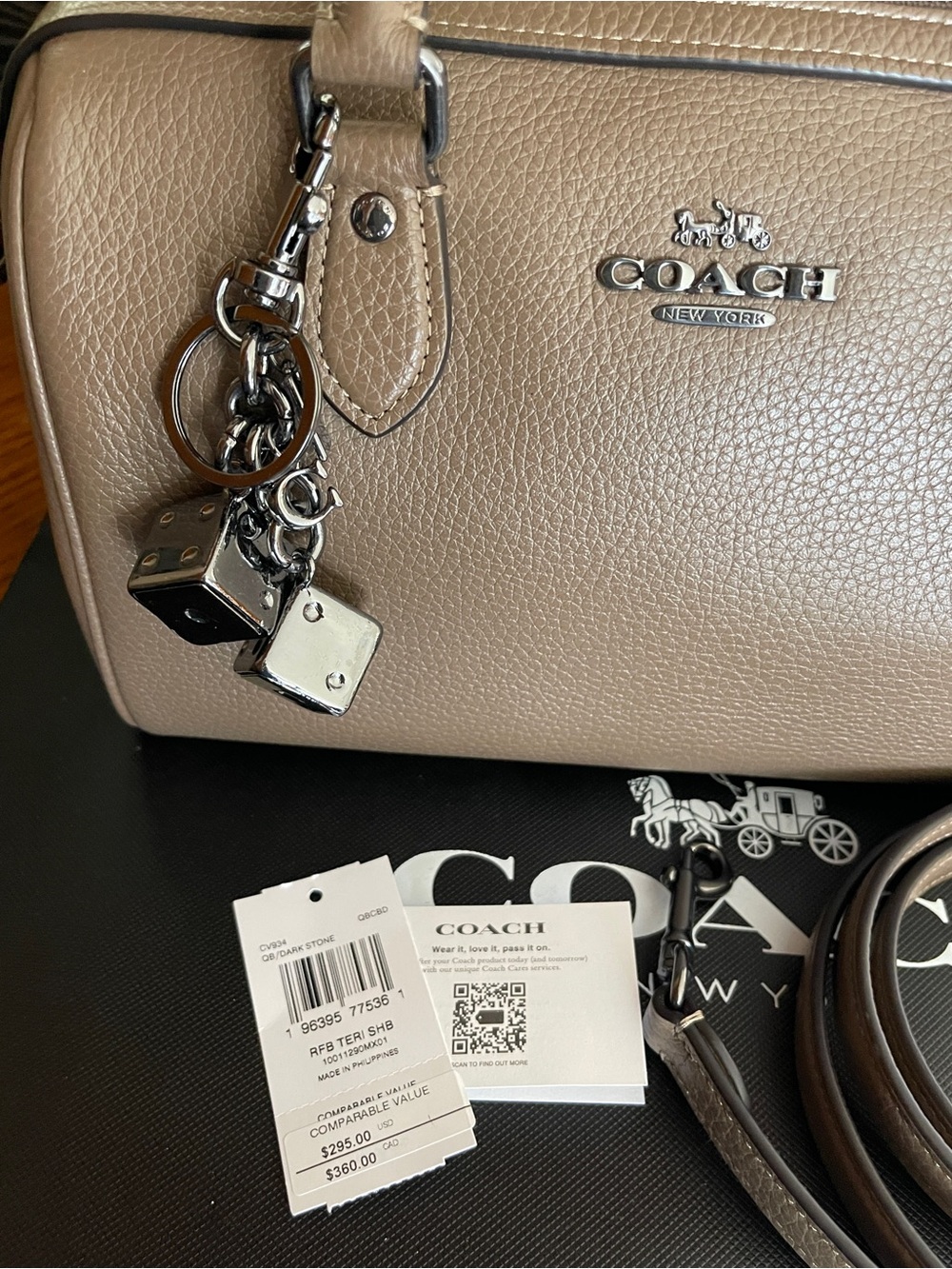 NWT Coach Rowan Satchel in Dark Stone - Picture 2 of 9